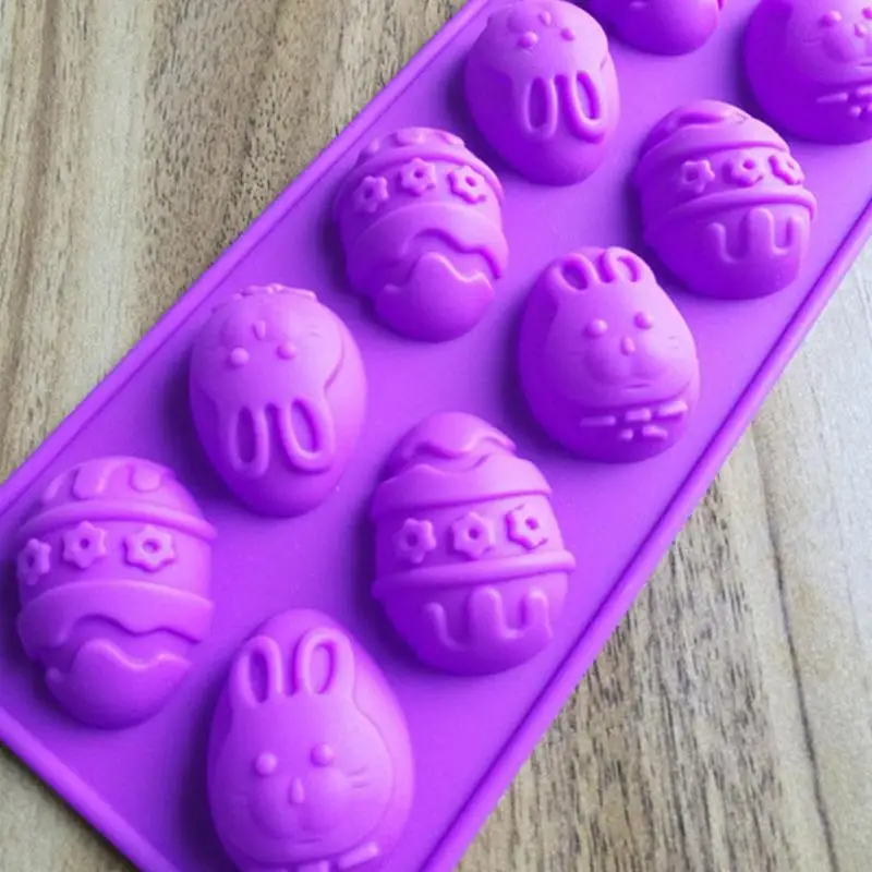 

Food Grade 10 Easter Egg Bunny Shaped Silicone Chocolate Shipping Color DIY Random Baking Halloween Products Mold Cake W9J3