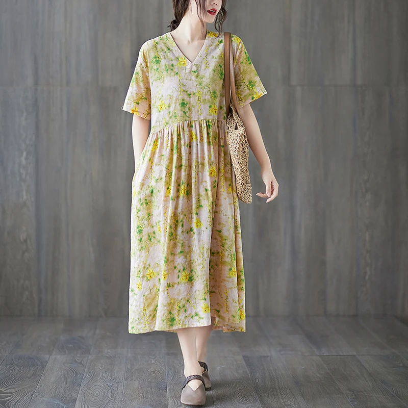 Uego с короткими рукавами для мамы и маленькой дочки Свободное летнее платье