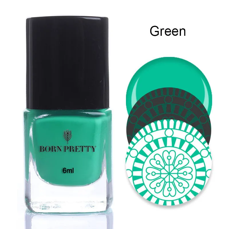 green BORN PRETTY штамповочный лак Хамелеон термальный лак для ногтей 6 мл красочное изображение для дизайна ногтей для самостоятельной Печати - Цвет: green