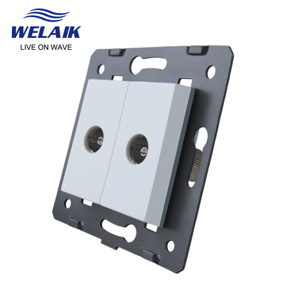 

WELAIK EU Standard 2 TV DIY Wall TV-Socket Parts-Without Glass-Panel 45*45mm A82TVW