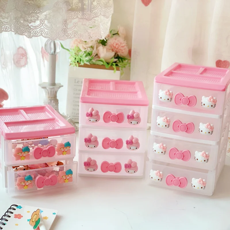 Sanrioed Mymelody Kuromi Hellokittys Littletwinstars Новый мультяшный Настольный ящик для ювелирных