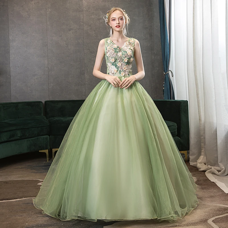 Женское платье без рукавов Quinceanera роскошное бальное с v-образным вырезом и