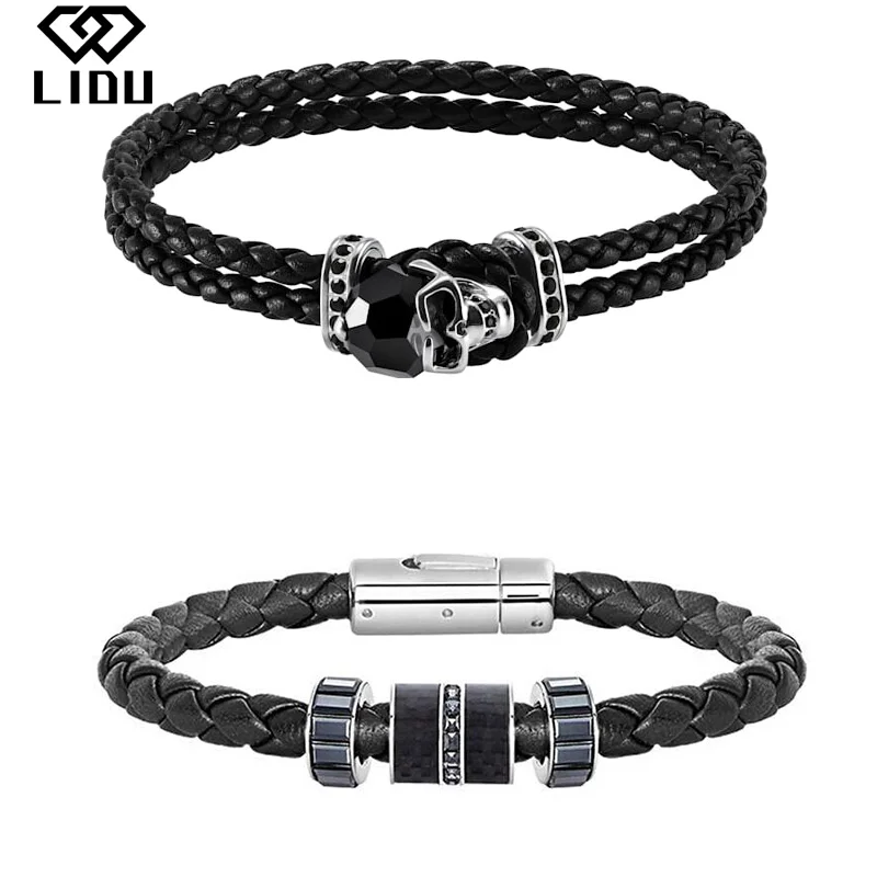 LIDU высокое качество изысканный модный благородный мужской черный кожаный