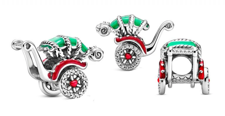 2020 Autumn New 925 Sterling Silver Bead Red and Green Rickshaw Charms Fit Original Pandora Bracelets Women DIY Fashion Jewelry | Украшения