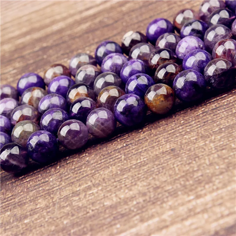 Lanli 6/8/10mm fashion natural Jewelry Charoite loose beads DIY Men and women bracelet necklace ear stud Accessories | Украшения и