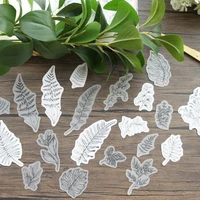 2 material 38pcs stamp print design gingkgo palm leaves sticker scrapbooking diy gift packing label gift decoration tag