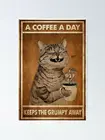 Жестяной знак с животными, забавный кот, один кофе в день, держите жуткость подальше, металлические постеры, железная живопись, винтажный домашний декор, бар, паб