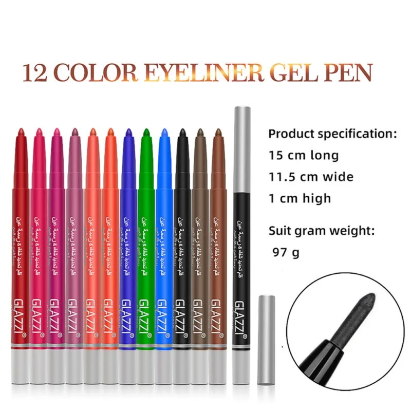 

12 Colors Eyeliner Set,Eyeshadow Pencil,Eye Shadow Highlight Pen, Waterproof Long-Lasting Multifunction Cosmetics Makeup Tool