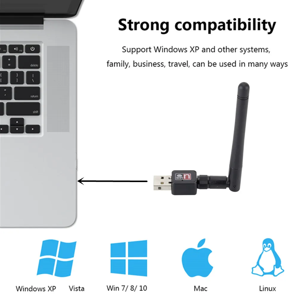 Сетевая карта Mini USB WiFi адаптер 150 Мбит/с 2 дБи ПК антенна донгл 4G Ethernet