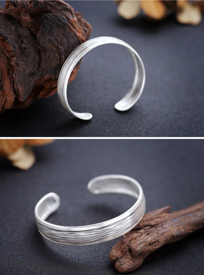 925 стерлингового серебра Ретро мода Открытый Модный женский браслет тайский ручной работы стильный браслет Размер 12,2 вес 18 г