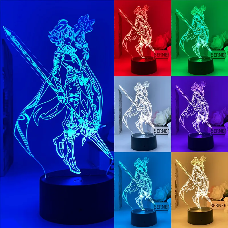 Аниме Genshin Impact Night светильник 3D Illusion Lamp горячий игровой для украшения спальни