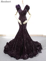 dd jyoy new fashion mermaid evening dress long purple black red 3 colors elegant women evening gown long train v neck lace up