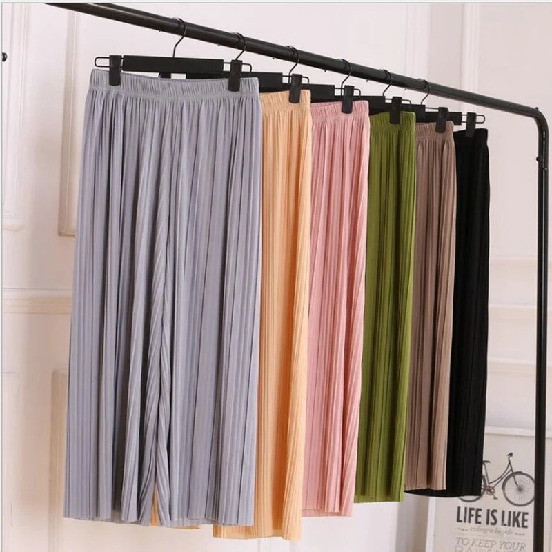 Женские брюки с широкими штанинами ZOGAA летние плиссированные шифоновые высокой