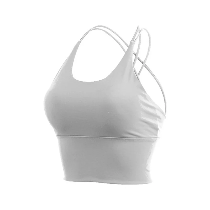 

Women Fitness Top Sexy Sports Bra Seamless Running Pad Sports Crop Top Cross Back Workout Yoga Bra Energy Strappy Athletic