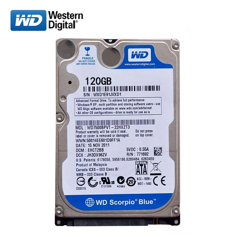 WD 500 Гб 2 5 &quotHDD SATA Внутренний жесткий диск 80 160 250 ГБ 320 3-6 5400-7200 об/мин синий Жесткий