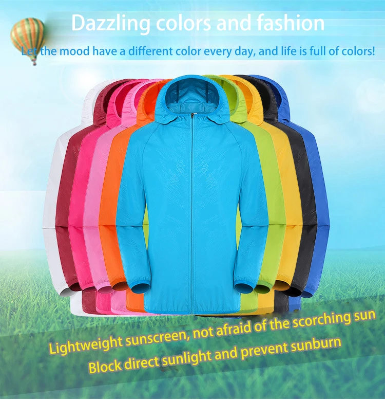 

Men Outdoor Cycling Jacket Waterproof Quick Dry Camping Hunting Clothes Sports Sun-Protective Coats Anti UV Women's Windbreaker