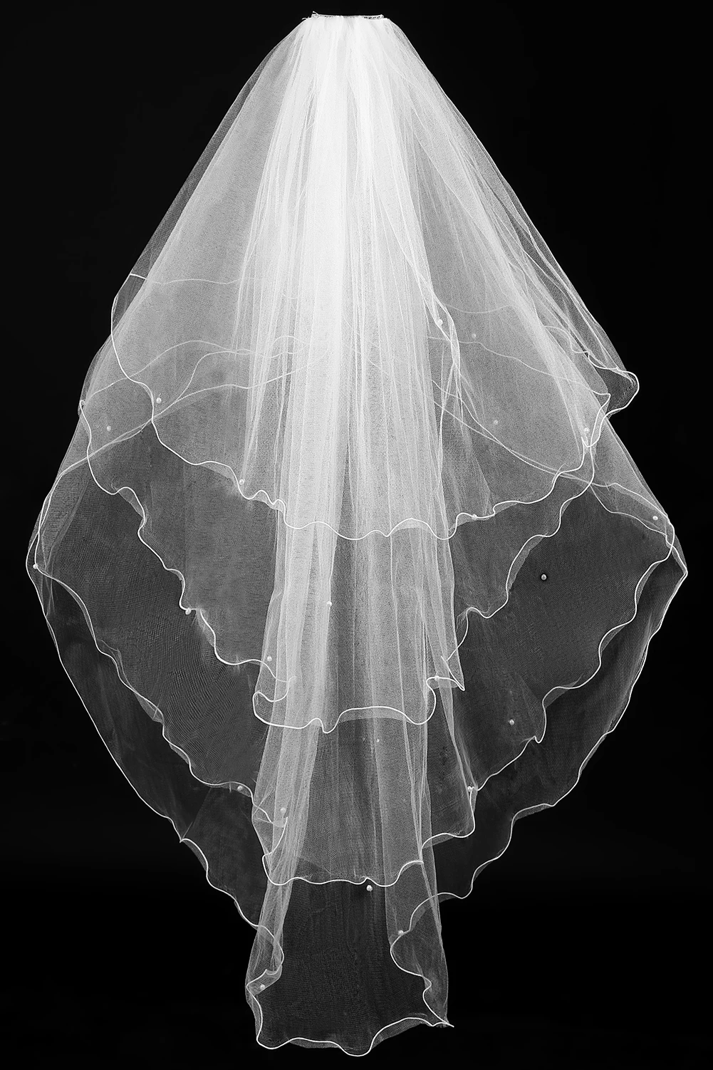 Фата свадебная женская с жемчугом свадебное платье 4 слоя тюлевой каймы