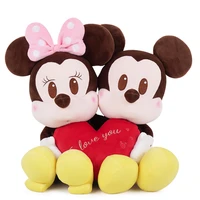 disney mickey minnie mouse plush doll with love heart together soft toy for lover gifts