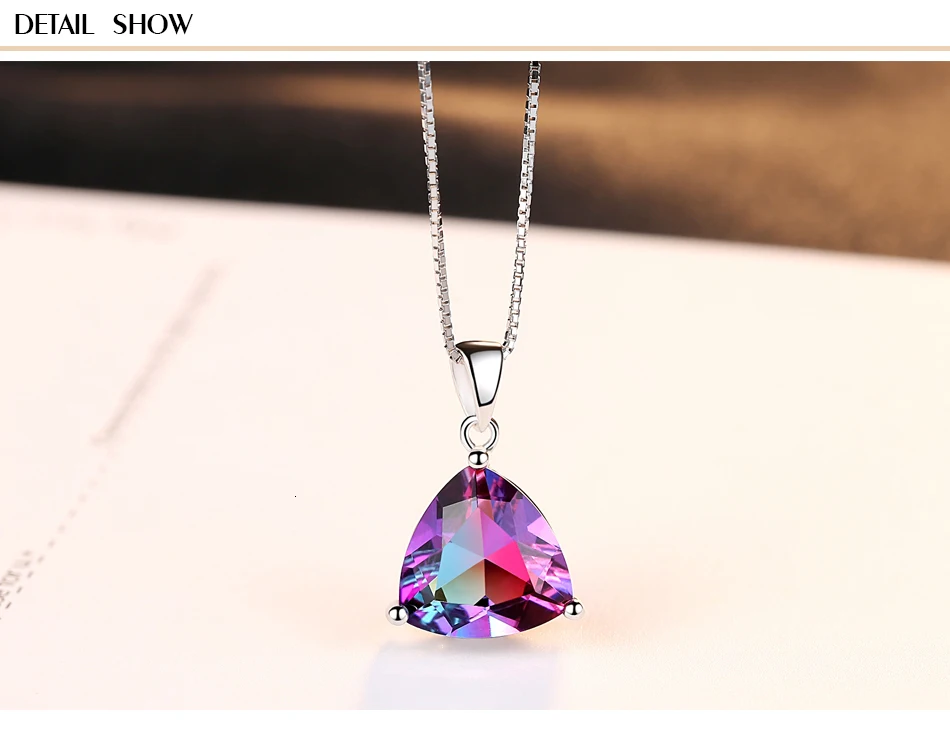 LUOTEEMI ожерелье из стерлингового серебра 925 5.79ct(11 мм* 11 мм) мистический треугольник вогнутой формы многоцветная популярная модная