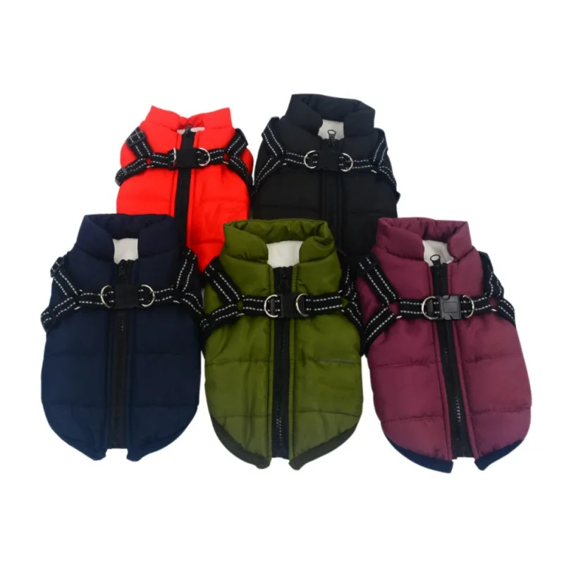 

Pet Dog Jacket With Harness Winter Warm Dog Clothes Waterproof for Small Large Dogs Cats Coat Chihuahua French Bulldog Outfits