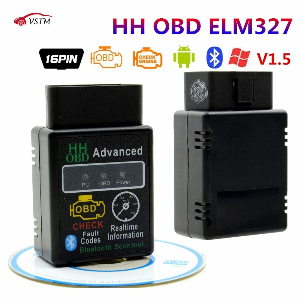 Автомобильный диагностический сканер высокого качества V2.1 OBD2 HH OBD ELM327 работает