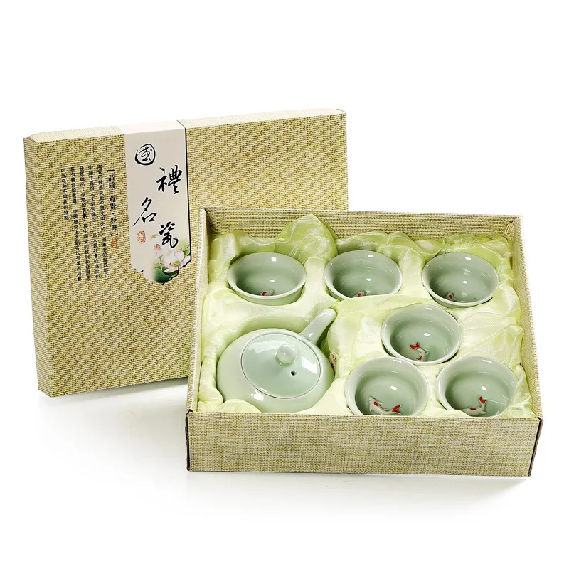 7 шт./компл. чайный набор кунг фу подарки посуда Чай Кубок Китая церемонии Gaiwan стол