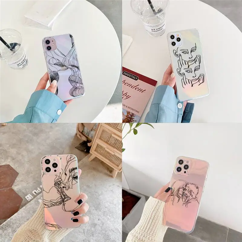 

Abstract Art Kiss More Often Phone Case for iPhone xiaomi redmi 7 8 9 11 12 10 S X XS XR MINI Pro Max Plus laser Transparent