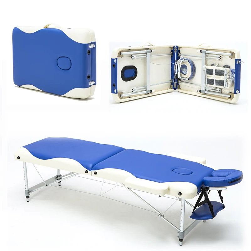 H Folding Massage Bed with Aluminum Foot Portable Relaxing Table 8 Gear Height Adjustable 200kg Bearing |