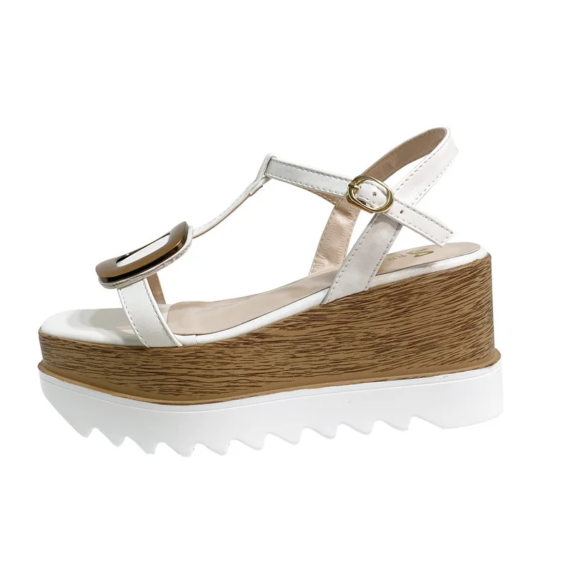 

2021 Sandals Clogs Wedge Heel Shoe Thick Buckle Strap Muffins shoe Suit Female Beige New Platform Comfy Flat Comfort Black Summe