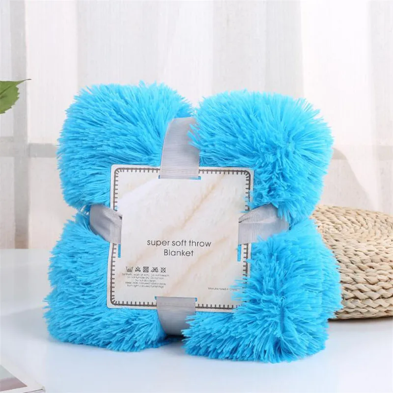 Трехразмерное мягкое теплое однотонное плюшевое одеяло для дивана фланелевое