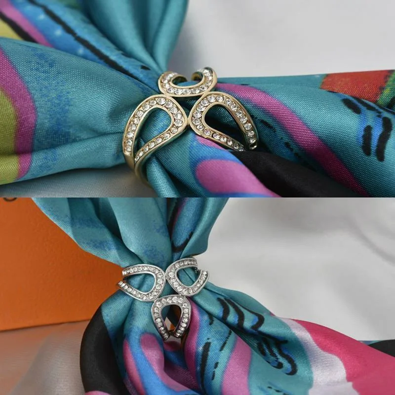 

Tricyclic Buckle Hollow Rose Flower Pattern Scarf Ring Silk Scarf Clip Slide Lady Girl Jewelry Scarf Buckle Slide Ring Fashion
