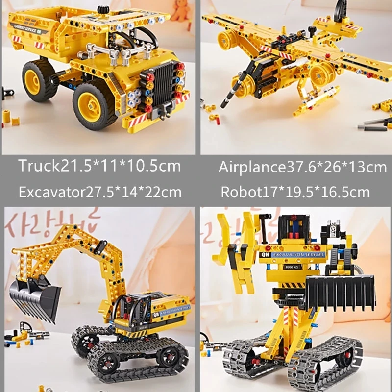

Engineering Bulldozer Truck Excavator Deformable Building Block Robot City Construction Bricks Car Toys For Children Xmas Gifts