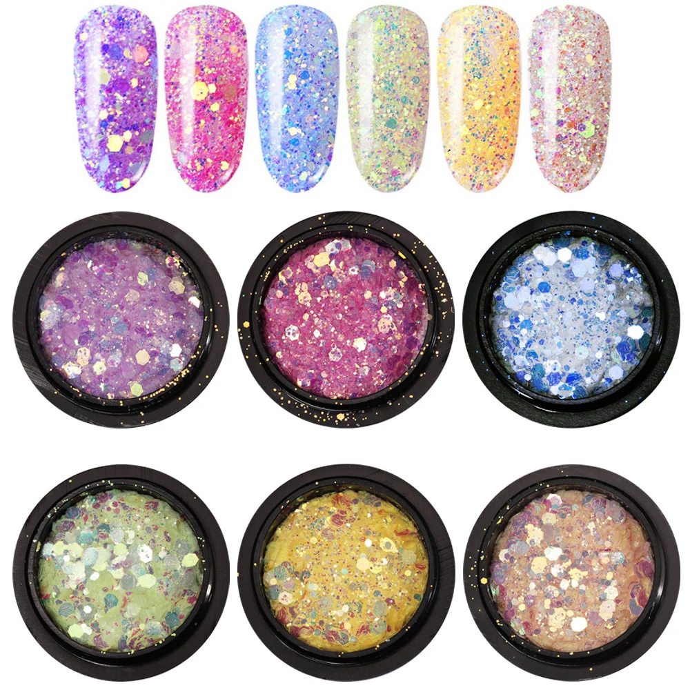 Nail Art Decoration Dream Colorful Sequin Change Color When it Comes to light Glitter Shiny Hexagon Paillette Toenail Eye Makeup | Красота и