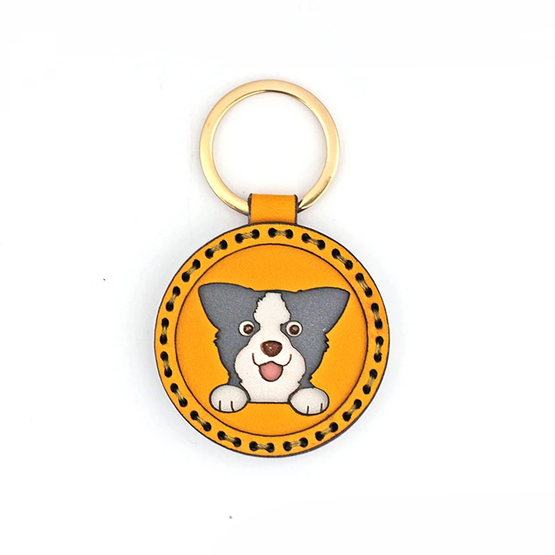 

Exquisite Pet Dog Handmade Personality Creativity Pendant High-end Leather Steam Keychain Cute Cartoon Bag Hang Small Gift