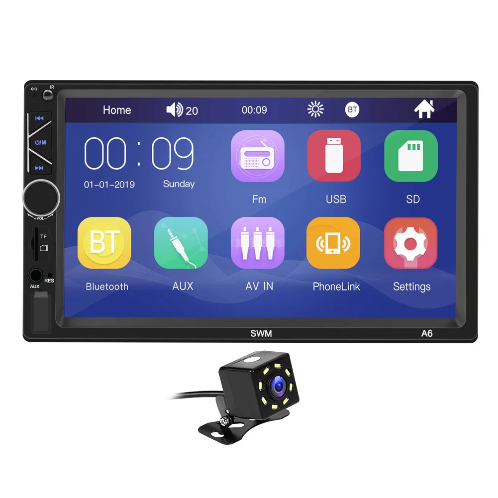 

2 Din Car Radio 7 inch Screen Car TF FM Stereo Radio 8 LED Camera Bluetooth-compatible Auto Reversing Video Multimedia Player