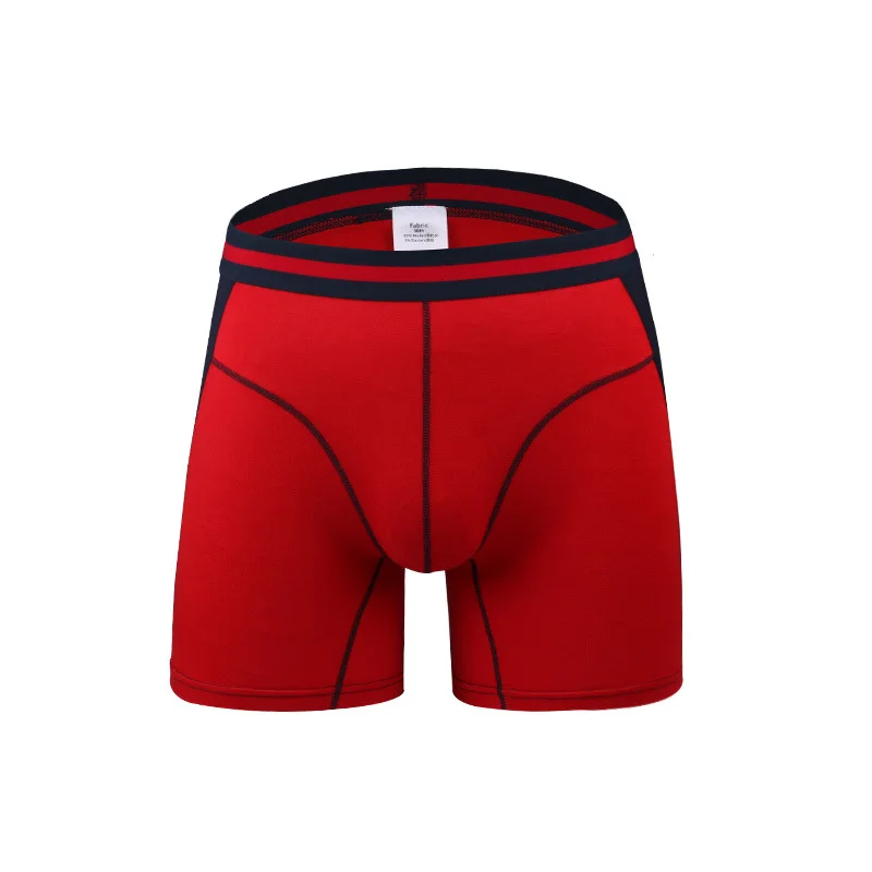 

1pcs & 3pcs Quick-drying Sports Men's Underwear Solid Color Middle-waisted Modal Boxer Shorts Long Wear-resistant Boxer Briefs