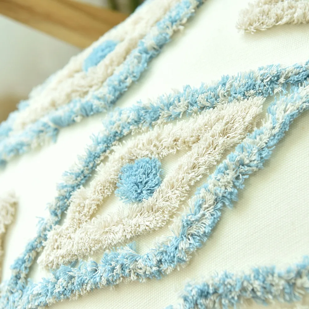 Наволочка ручной работы в стиле бохо плюшевая наволочка с синими бриллиантами и