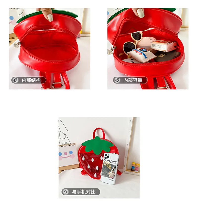 Детские школьные ранцы для малышей рюкзаки с милыми клубничками