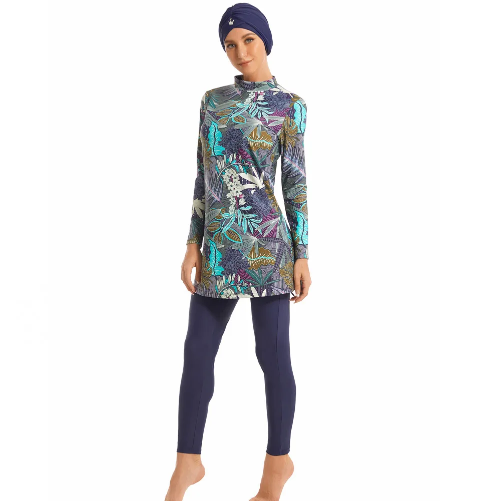 

2021 New Women Muslim Swimwear Islamic Modest Hijab Plus Size Burkinis Wear Swimming Bathing Suit Beach Full Coverage Swimsuit