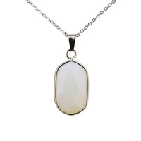 fashion silver color geometry opal pendant necklace for women jewelry