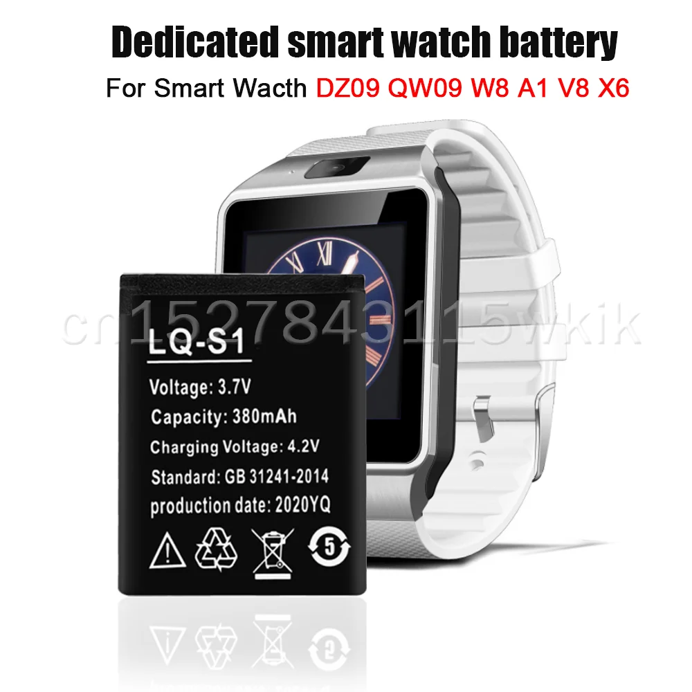 1-4PCS LQ-S1 3.7V 380mAh Rechargeable Lithium Polymer Battery For Smart Watch AB-S1 DJ-09 DZ09 GJD HKS-S1 FYM-M9 SCX-M9 W8 LQS1 |