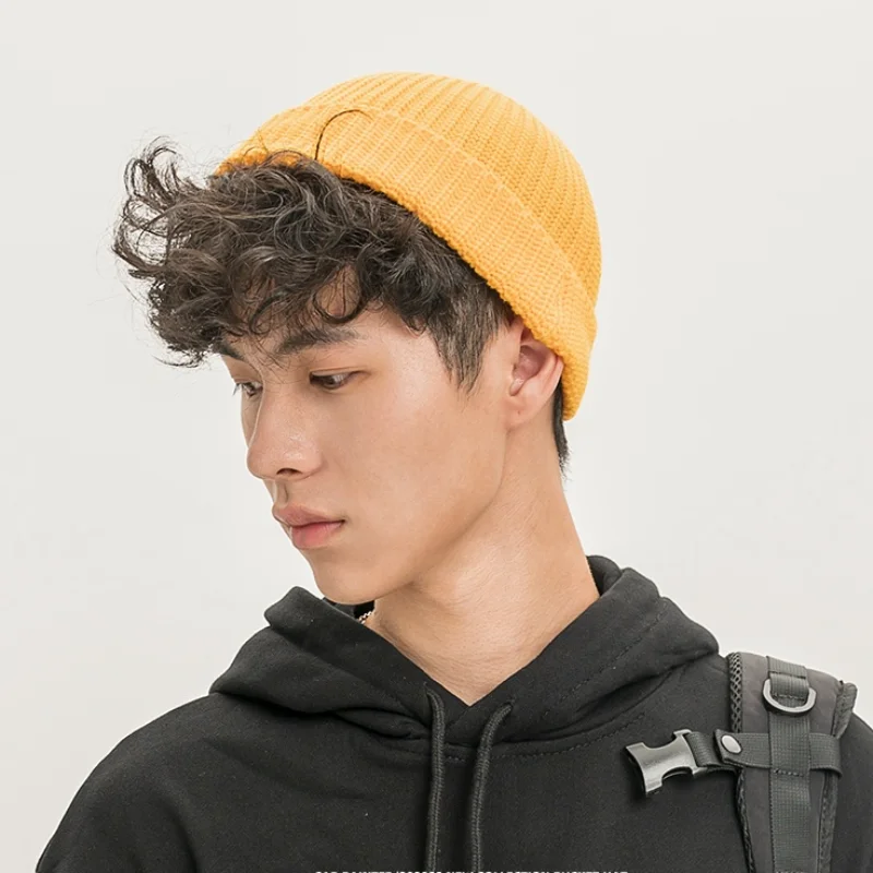 

Fashion Hip Hop Beanies Knitted Hat Unisex Solid Skull Cap Men Women Winter Warm Brimless Baggy Couple Knit Soft Melon Cap