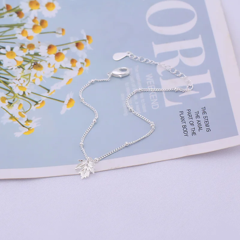 Браслеты серебряного цвета с листьями ветвями лесами кленовыми браслеты