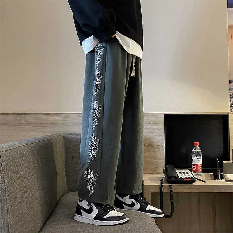 

Spring autumn sports pants men's Korean version of the trend striped casual Hong Kong style loose straight all-match men's pants