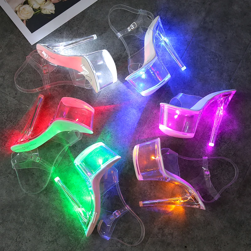 Туфли на высоком каблуке 17 см для стриптиза блестящие сандалии платформе с