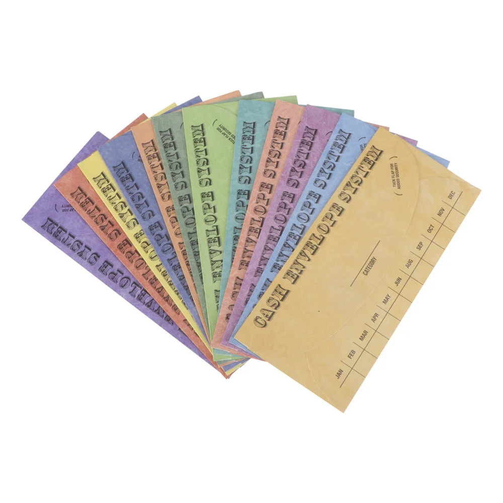 12pcs Cash Envelopes Assorted Money Saving System Budget Wallet Spend Plan Sheets with Detector Pen | Канцтовары для офиса и