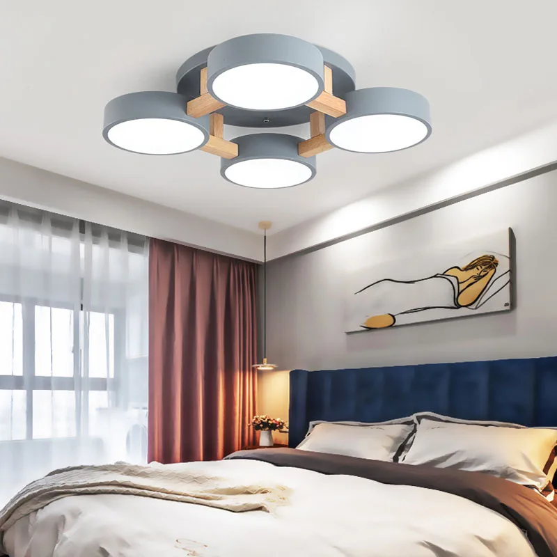 

Home Lamps Simple Modern Japanese Style Solid Wood Bedroom Restaurant Light Home Creative Personalized LED chandelier