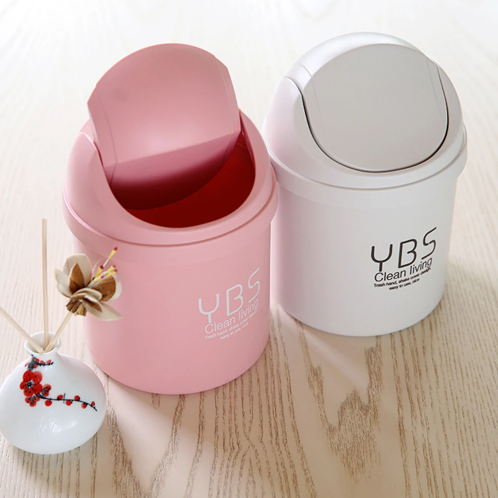 New Mini Plastic Desktop Garbage Can Waste Trash Bin Rubbish Container Holder with Flip Lid for Home Kitchen Bedroom Car Office | Дом и сад