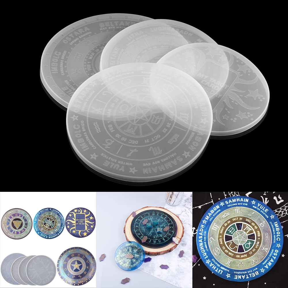 

1pcs Divination Tarot Resin Mold Crystal Epoxy Mold Constellation Compass Silicone Mold For DIY Resin Astrology Board