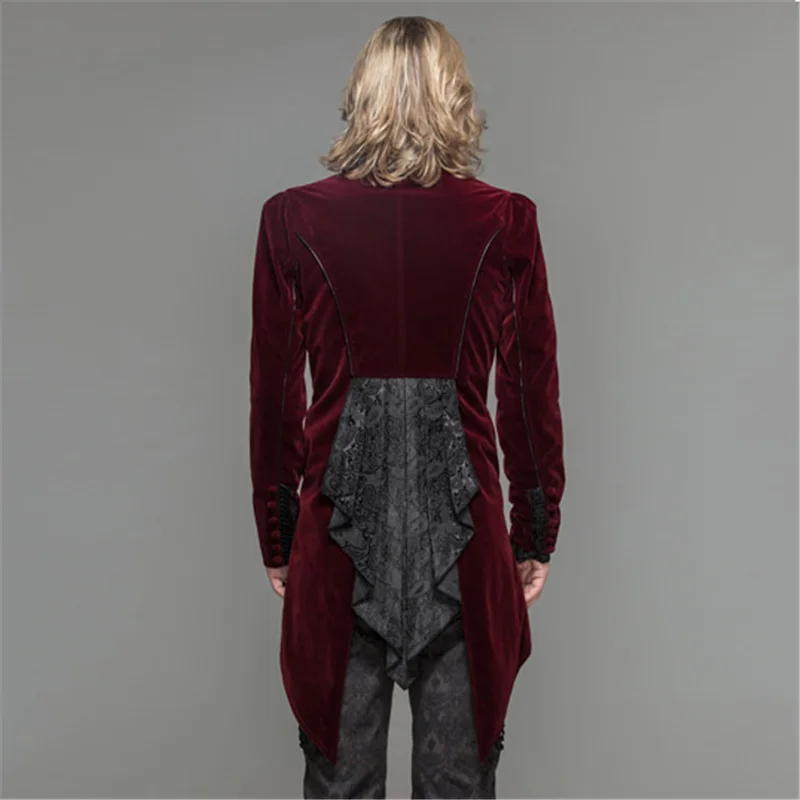 Дьявольская мода Мужская Готическая нобилиарная куртка Официальный вечерний